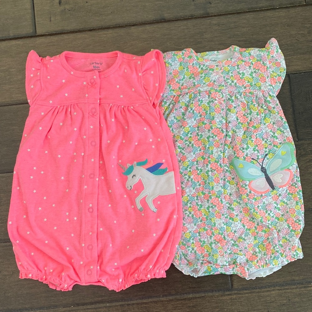 💜3/$15 Carter’s Snap Up Rompers (2) - 18M